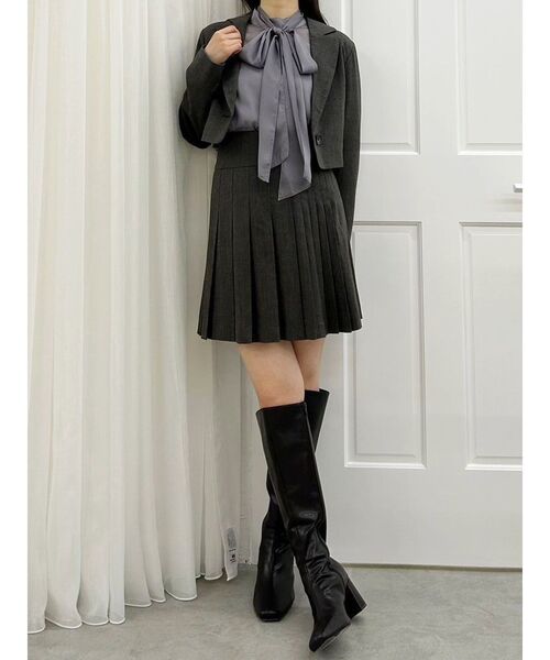 MERCURYDUO（マーキュリーデュオ）の「【セットアップ着用可】ラップ風プリーツチェックミニスカパン（その他パンツ・レディース・ダークブラウン/グレー・MEDIUM/SMALL）」の4枚目の写真