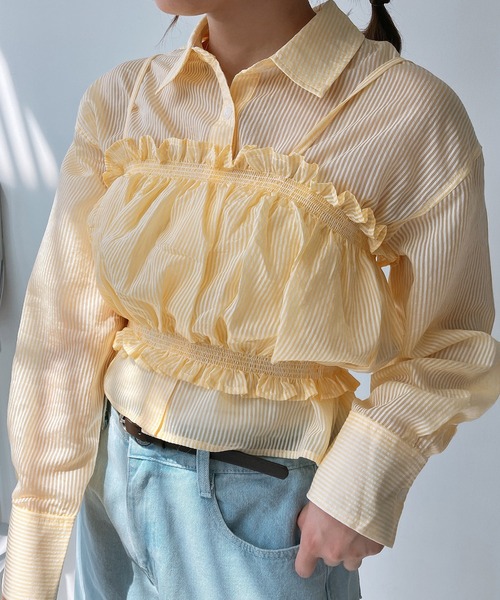 AS KNOW AS plus（アズノゥアズプラス）の「◎シャーリングキャミソールとシャツ セットアイテム（シャツ/ブラウス・レディース・グレー系/イエロー系/ブルー系・FREE）」の21枚目の写真