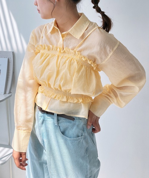 AS KNOW AS plus（アズノゥアズプラス）の「◎シャーリングキャミソールとシャツ セットアイテム（シャツ/ブラウス・レディース・グレー系/イエロー系/ブルー系・FREE）」の22枚目の写真