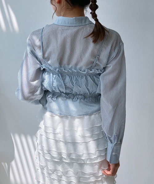 AS KNOW AS plus（アズノゥアズプラス）の「◎シャーリングキャミソールとシャツ セットアイテム（シャツ/ブラウス・レディース・グレー系/イエロー系/ブルー系・FREE）」の7枚目の写真