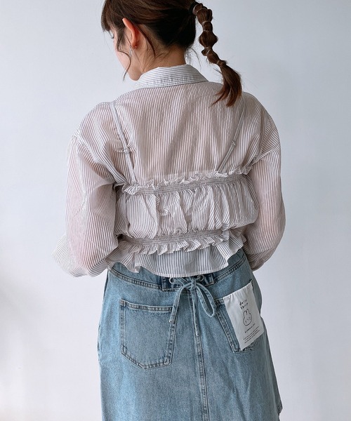 AS KNOW AS plus（アズノゥアズプラス）の「◎シャーリングキャミソールとシャツ セットアイテム（シャツ/ブラウス・レディース・グレー系/イエロー系/ブルー系・FREE）」の16枚目の写真