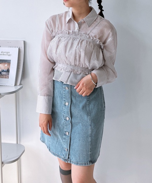 AS KNOW AS plus（アズノゥアズプラス）の「◎シャーリングキャミソールとシャツ セットアイテム（シャツ/ブラウス・レディース・グレー系/イエロー系/ブルー系・FREE）」の20枚目の写真