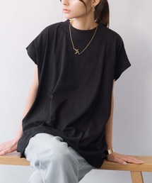 バックタック二の腕カバーコットンTシャツ