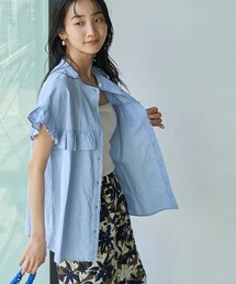 Re:color綿麻フリルバンドカラーブラウス
