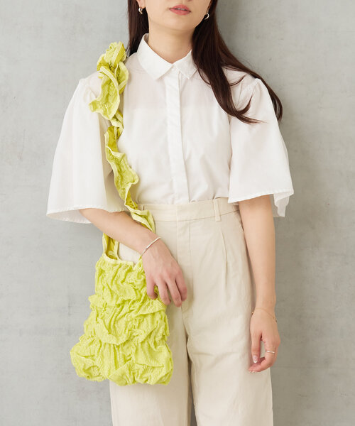 Casselini（キャセリーニ）の「Casselini スクエアギャザーショルダー（トートバッグ・レディース・ホワイト/ブラック/ライム・0）」の21枚目の写真