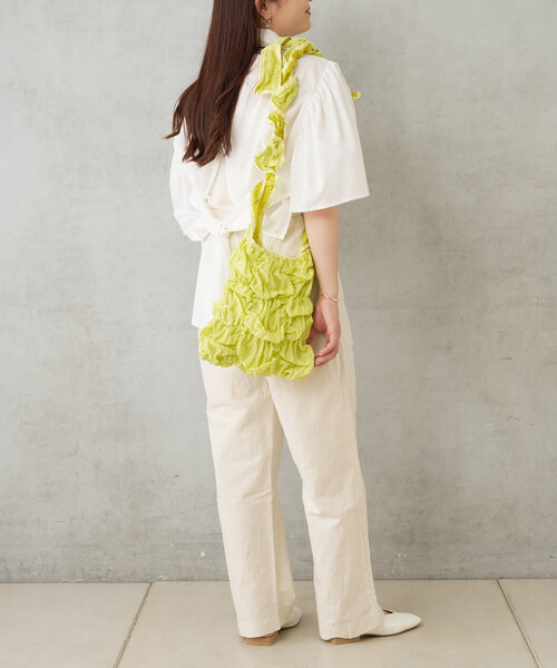 Casselini（キャセリーニ）の「Casselini スクエアギャザーショルダー（トートバッグ・レディース・ホワイト/ブラック/ライム・0）」の22枚目の写真