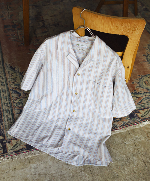 JOURNAL STANDARD relume(ジャーナルスタンダード レリューム)の「European Flax / ヨーロピアンフラックス リネンストライプオープンカラーシャツ(シャツ/ブラウス・メンズ・ブラウン系その他/ライトグリーン/ブルー系その他・LARGE/MEDIUM)」の1枚目の写真