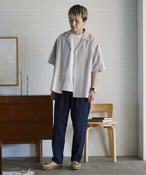 JOURNAL STANDARD relume(ジャーナルスタンダード レリューム)の「European Flax / ヨーロピアンフラックス リネンストライプオープンカラーシャツ(シャツ/ブラウス・メンズ・ブラウン系その他/ライトグリーン/ブルー系その他・LARGE/MEDIUM)」の6枚目の写真