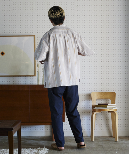 JOURNAL STANDARD relume(ジャーナルスタンダード レリューム)の「European Flax / ヨーロピアンフラックス リネンストライプオープンカラーシャツ(シャツ/ブラウス・メンズ・ブラウン系その他/ライトグリーン/ブルー系その他・LARGE/MEDIUM)」の8枚目の写真