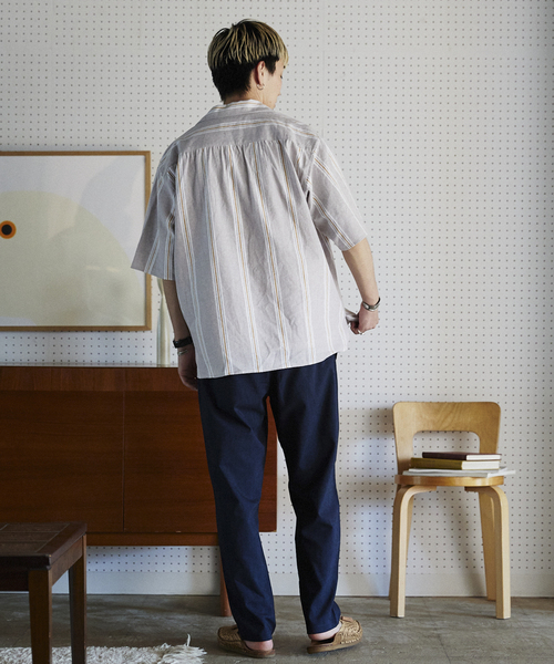 JOURNAL STANDARD relume(ジャーナルスタンダード レリューム)の「European Flax / ヨーロピアンフラックス リネンストライプオープンカラーシャツ(シャツ/ブラウス・メンズ・ブラウン系その他/ライトグリーン/ブルー系その他・LARGE/MEDIUM)」の9枚目の写真