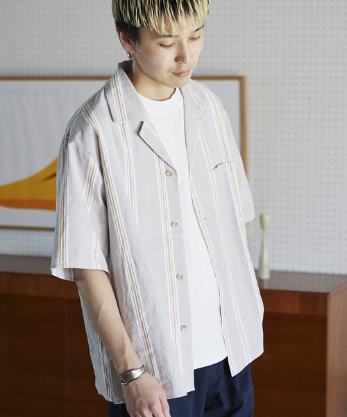 JOURNAL STANDARD relume(ジャーナルスタンダード レリューム)の「European Flax / ヨーロピアンフラックス リネンストライプオープンカラーシャツ(シャツ/ブラウス・メンズ・ブラウン系その他/ライトグリーン/ブルー系その他・LARGE/MEDIUM)」の10枚目の写真