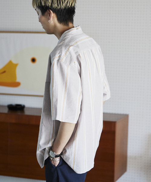 JOURNAL STANDARD relume(ジャーナルスタンダード レリューム)の「European Flax / ヨーロピアンフラックス リネンストライプオープンカラーシャツ(シャツ/ブラウス・メンズ・ブラウン系その他/ライトグリーン/ブルー系その他・LARGE/MEDIUM)」の12枚目の写真