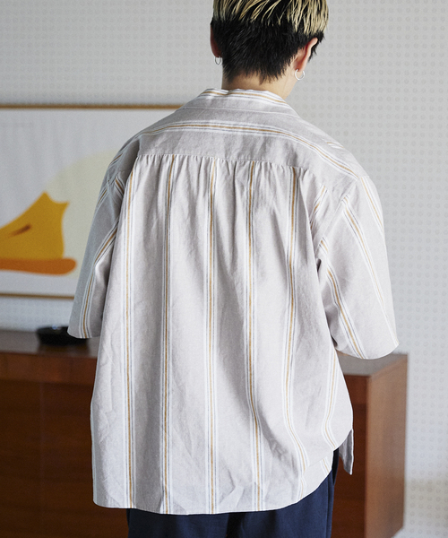 JOURNAL STANDARD relume(ジャーナルスタンダード レリューム)の「European Flax / ヨーロピアンフラックス リネンストライプオープンカラーシャツ(シャツ/ブラウス・メンズ・ブラウン系その他/ライトグリーン/ブルー系その他・LARGE/MEDIUM)」の13枚目の写真