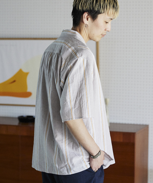 JOURNAL STANDARD relume(ジャーナルスタンダード レリューム)の「European Flax / ヨーロピアンフラックス リネンストライプオープンカラーシャツ(シャツ/ブラウス・メンズ・ブラウン系その他/ライトグリーン/ブルー系その他・LARGE/MEDIUM)」の14枚目の写真