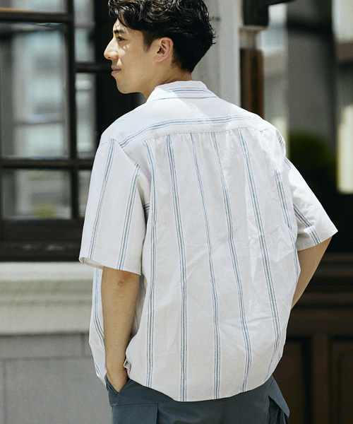 JOURNAL STANDARD relume(ジャーナルスタンダード レリューム)の「European Flax / ヨーロピアンフラックス リネンストライプオープンカラーシャツ(シャツ/ブラウス・メンズ・ブラウン系その他/ライトグリーン/ブルー系その他・LARGE/MEDIUM)」の20枚目の写真