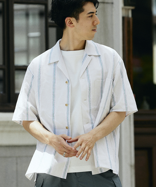 JOURNAL STANDARD relume(ジャーナルスタンダード レリューム)の「European Flax / ヨーロピアンフラックス リネンストライプオープンカラーシャツ(シャツ/ブラウス・メンズ・ブラウン系その他/ライトグリーン/ブルー系その他・LARGE/MEDIUM)」の21枚目の写真