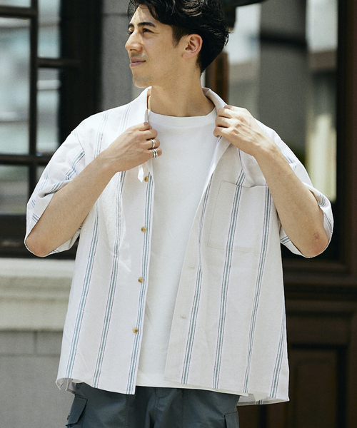 JOURNAL STANDARD relume(ジャーナルスタンダード レリューム)の「European Flax / ヨーロピアンフラックス リネンストライプオープンカラーシャツ(シャツ/ブラウス・メンズ・ブラウン系その他/ライトグリーン/ブルー系その他・LARGE/MEDIUM)」の22枚目の写真