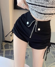 ショートパンツ サイドドロスト短パン美脚ショーパンショートパンツ ショーパン 短パン ハーフパンツ クロップド