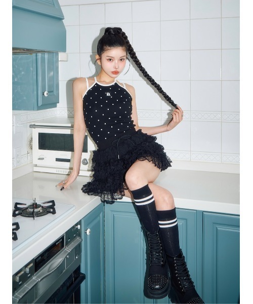 Darich（ダーリッチ）の「ボリュームレースフレアミニスカート（スカート・レディース・ホワイト/グレー/ブラック・FREE/FL）」の6枚目の写真