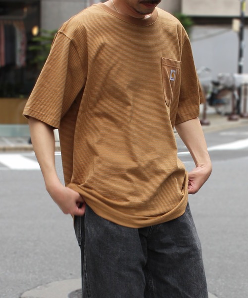 Carhartt(カーハート)の「【carhartt】カーハート Relaxed S/S Pocket Stripe T-shirt リラックス ポケット付き 半袖ストライプ Tシャツ 106145(Tシャツ/カットソー・メンズ・ライトブラウン/ナチュラル/バーガンディー・S/M/L/XL)」の21枚目の写真
