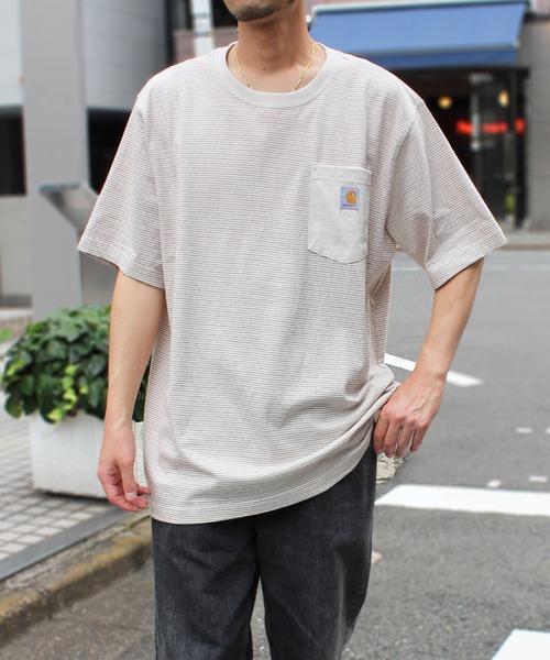 Carhartt(カーハート)の「【carhartt】カーハート Relaxed S/S Pocket Stripe T-shirt リラックス ポケット付き 半袖ストライプ Tシャツ 106145(Tシャツ/カットソー・メンズ・ライトブラウン/ナチュラル/バーガンディー・S/M/L/XL)」の15枚目の写真