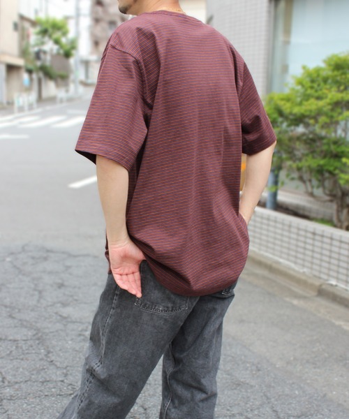 Carhartt(カーハート)の「【carhartt】カーハート Relaxed S/S Pocket Stripe T-shirt リラックス ポケット付き 半袖ストライプ Tシャツ 106145(Tシャツ/カットソー・メンズ・ライトブラウン/ナチュラル/バーガンディー・S/M/L/XL)」の7枚目の写真