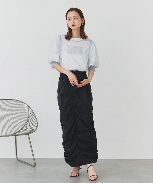 ad thie(アドティエ)の「シャーリング チュールブラウス(シャツ/ブラウス・レディース・ブルー/ブラック/アイボリー/ライトグレー・FREE)」の18枚目の写真