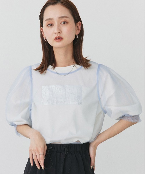 ad thie(アドティエ)の「シャーリング チュールブラウス(シャツ/ブラウス・レディース・ブルー/ブラック/アイボリー/ライトグレー・FREE)」の19枚目の写真