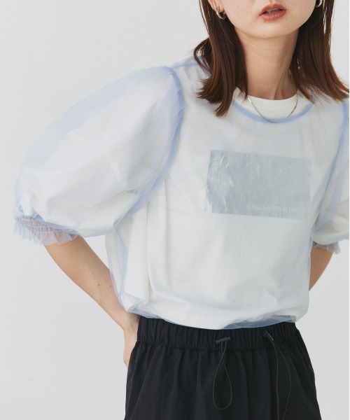 ad thie(アドティエ)の「シャーリング チュールブラウス(シャツ/ブラウス・レディース・ブルー/ブラック/アイボリー/ライトグレー・FREE)」の20枚目の写真