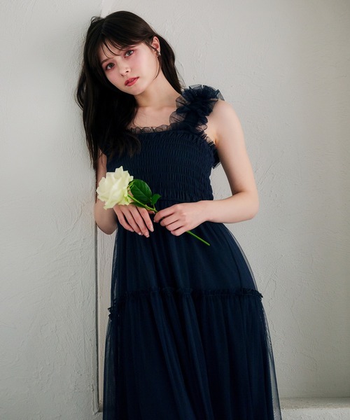 【2025秋冬新作】 volume セール】shoulder tulle ショルダー / onepiece cami スーツ・フォーマル・ドレス