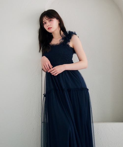【美品】M-PREMIER エムプルミエ クチュール チュール ワンピース 美品】M-PREMIER エムプルミエ クチュール チュール ワンピース