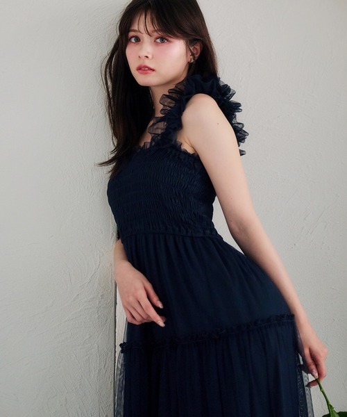 セール】shoulder volume tulle cami onepiece / ショルダー