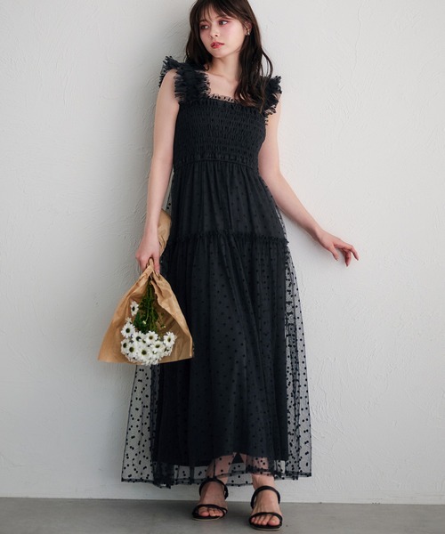 有名なブランド セール】shoulder volume ショルダー / onepiece cami tulle スーツ・フォーマル・ドレス