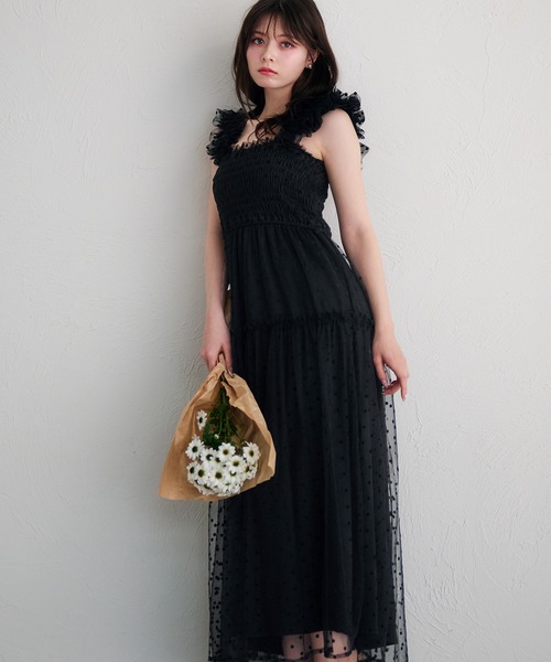 セール】shoulder volume tulle cami onepiece / ショルダー