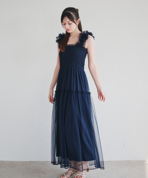 セール】shoulder volume tulle cami onepiece / ショルダー