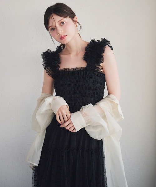 セール】shoulder volume tulle cami onepiece / ショルダー