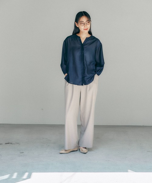 Elura（エルーラ）の「アイロンいらずセミシアブラウス/135289（シャツ/ブラウス・レディース・ブラウン系その他/ブルー/ネイビー・LARGE/MEDIUM）」の11枚目の写真