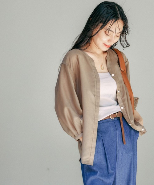 Elura（エルーラ）の「アイロンいらずセミシアブラウス/135289（シャツ/ブラウス・レディース・ブラウン系その他/ブルー/ネイビー・LARGE/MEDIUM）」の6枚目の写真