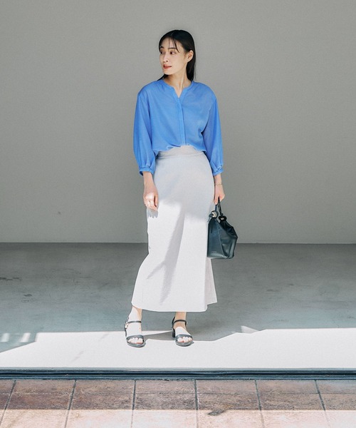 Elura（エルーラ）の「アイロンいらずセミシアブラウス/135289（シャツ/ブラウス・レディース・ブラウン系その他/ブルー/ネイビー・LARGE/MEDIUM）」の21枚目の写真