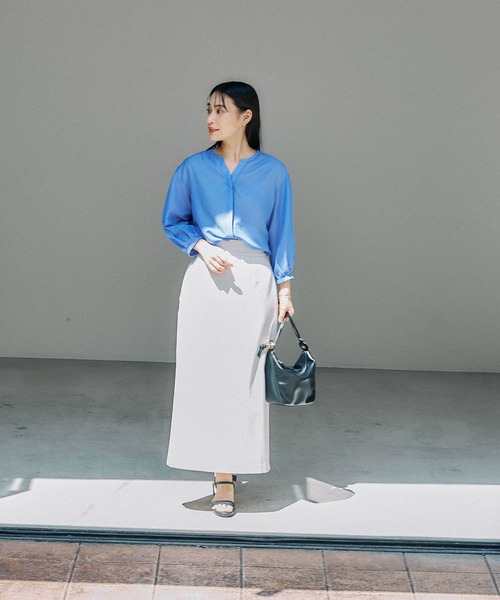 Elura（エルーラ）の「アイロンいらずセミシアブラウス/135289（シャツ/ブラウス・レディース・ブラウン系その他/ブルー/ネイビー・LARGE/MEDIUM）」の19枚目の写真