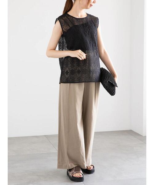 Te chichi（テチチ）の「レーヨンリネンバギーパンツ（その他パンツ・レディース・ベージュ/オフホワイト/ブラック/オリーブ・F）」の8枚目の写真