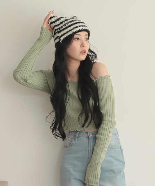 ALTROSE（アルトローズ）の「ニット帽 ねこ 猫耳 ネコミミ（ニットキャップ/ビーニー・レディース・ブラック/ブラック×ホワイト/ピンク/グレー・FREE）」の14枚目の写真