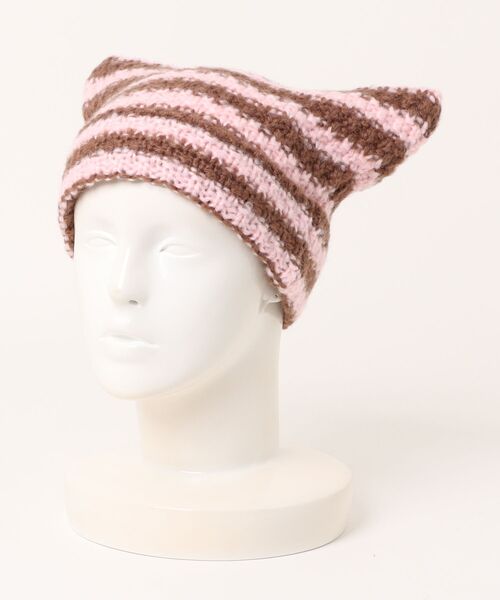 ALTROSE（アルトローズ）の「ニット帽 ねこ 猫耳 ネコミミ（ニットキャップ/ビーニー・レディース・ブラック/ブラック×ホワイト/ピンク/グレー・FREE）」の22枚目の写真