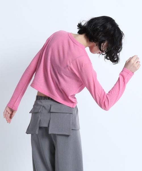 eL（エル）の「【eL】14G Sheer Short Cardigan/137279（カーディガン/ボレロ・レディース・ライトグリーン/ピンク/ブルー・FREE）」の9枚目の写真