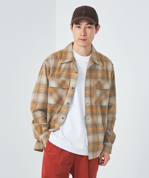 PENDLETON（ペンドルトン）の「【別注】＜PENDLETON＞GLR チェック オープンカラー シャツ（シャツ/ブラウス・メンズ・ピンク/ライム/ベージュ・S/M/L）」の6枚目の写真