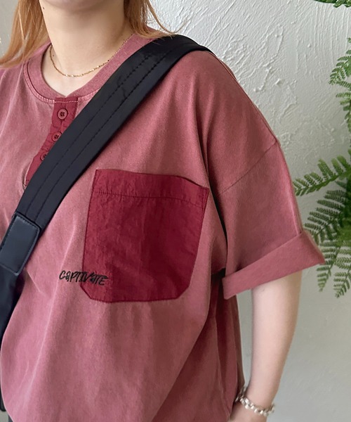 apres jour mignon（アプレジュールミニョン）の「【apresjour mignon SOIE】ユニセックスロゴヘンリーネックTシャツ【ZOZOTOWN限定アイテム】（Tシャツ/カットソー・レディース・レッド/ネイビー/ブラック系その他・X-LARGE/MEDIUM）」の3枚目の写真