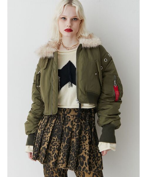 jouetie（ジュエティ）の「マルチスリーブクロップドMA-1（MA-1・レディース・カーキ/ブラック/ピンク・MEDIUM）」の22枚目の写真