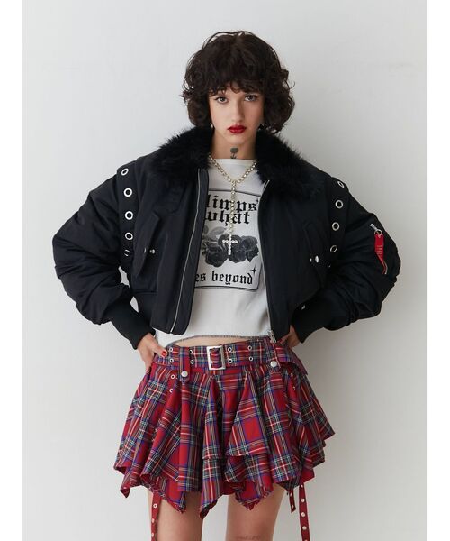 jouetie（ジュエティ）の「マルチスリーブクロップドMA-1（MA-1・レディース・カーキ/ブラック/ピンク・MEDIUM）」の16枚目の写真