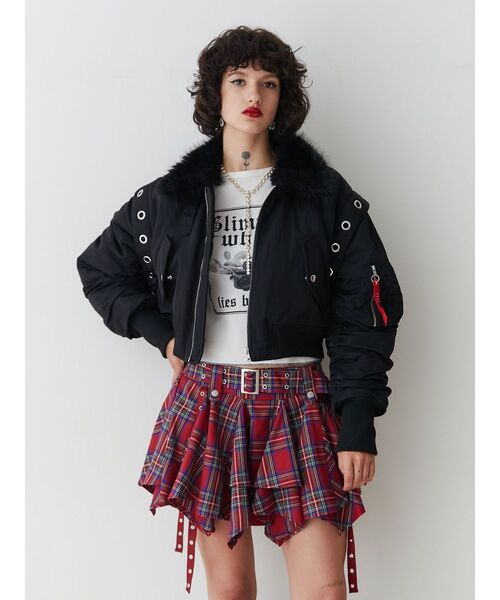 jouetie（ジュエティ）の「マルチスリーブクロップドMA-1（MA-1・レディース・カーキ/ブラック/ピンク・MEDIUM）」の15枚目の写真