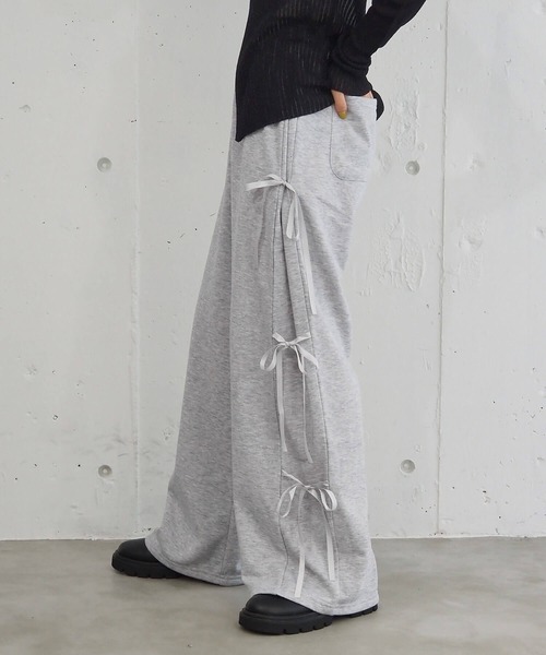 tiptop（ティップトップ）の「サイドリボンスウェットワイドパンツ（スウェットパンツ・レディース・グレー/ブラック・FREE）」の18枚目の写真